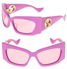 Occhiali da sole unisex Gucci 1412 oro rosa logo Gg1412S maschera geometrica avvolgente 003