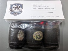 Alpine Railworks 1003A G Scale American Beer Barrels Set A (Set of 3)