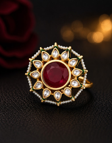 Anello royal kundan con - anello,