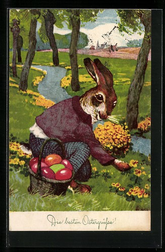 Cartolina coniglio pasquale - cartolina, un
