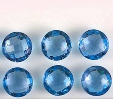 Swiss Blue Topaz Round 6.00 mm 6 pieces, Flawless-VVS, Natural Loose Gemstone 
