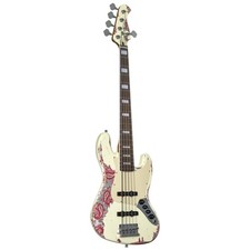 Fame Custom JB 5 Worn Vintage Bianco su Rosa Paisley - Basso Elettrico