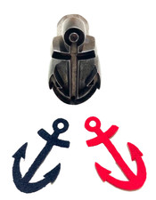 Insignes (Paire) Ancres écarlates caban paletot capote fusilier MARINE NATIONALE