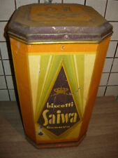 SAIWA SCATOLA LATTA BISCOTTI GENOVA MASCHERE CARNEVALE ARLECCHINO PIERROT