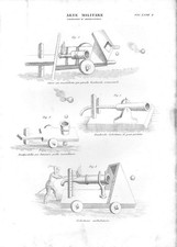 Stampa antica ARTIGLIERIA Bombarda Bombardella Cerbottana 1848 Old print