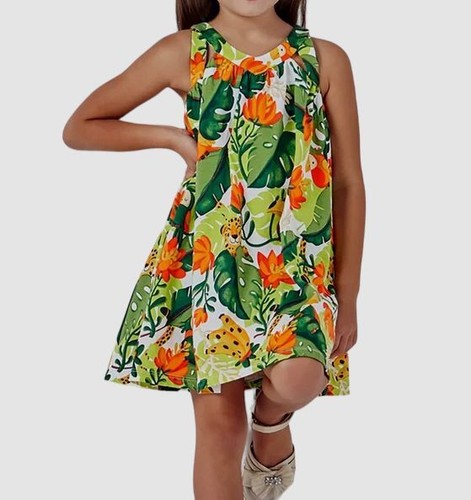 Vestito monstera verde bambina - vestito,