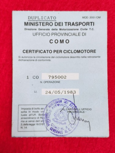 Libretto originale certificato - originale,