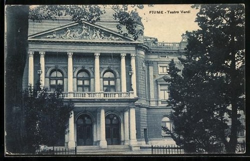 Fiume teatro verdi - verdi,, cartolina