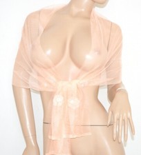 STOLA donna rosa cipria stola sciarpa scialle fiori rete coprispalle U95X