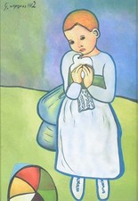 Bambino che tiene una colomba