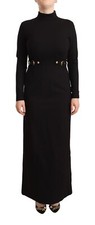 VERSACE JEANS COUTURE abito tubino nero viscosa maniche lunghe con cintura IT42/US8/M 
