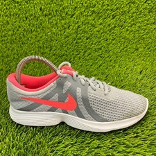 Nike Revolution 4 Boys Size 6Y Gray Pink White Athletic Running Shoes Sneakers