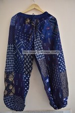 Pantaloni harem patchwork blu