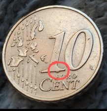 Moneta da 10 Cent 2002 EIRE con Materiale in Eccesso sotto l'1 di 10 EURO CENT