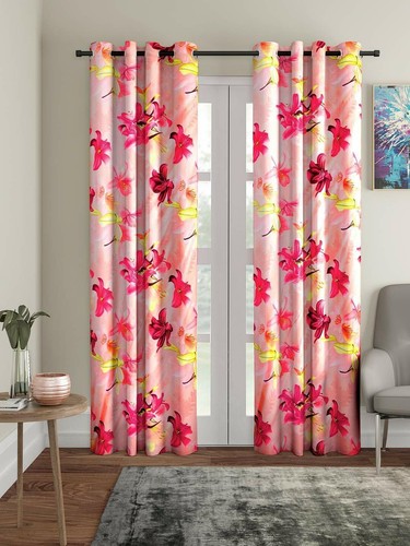 Set pezzi tende rosa stampa - set,