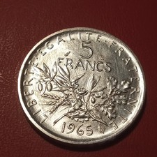 Francia Moneta 5 Franchi 1965 Argento
