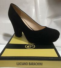 SCARPE chiuse DONNA 38 ULTIMO PAIO NERE CAMOSCIO "LUCIANO BARACHINI" metà prezzo