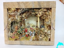 PRESEPE IN SUGHERO E LEGNO CON CORNICE IN MARMO CON PASTORI LANDI SCONTO 10%