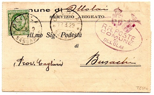 Sardegna 1929 annullo - sardegna,