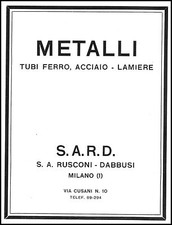 PUBBLICITA' 1927 METALLI TUBI FERRO ACCIAI LAMIERE S.A.R.D. RUSCONI DABBUSI 