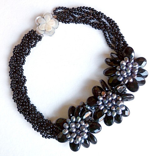 Collana fiori onice e - a, in