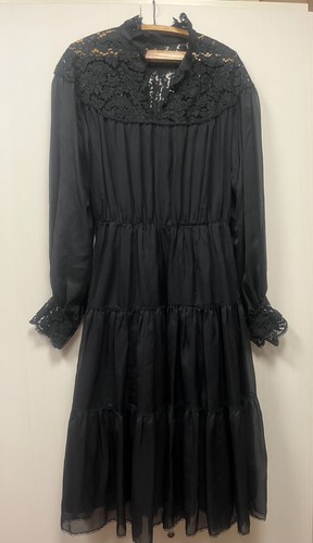 Elegante abito nero midi - nero, con
