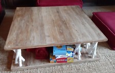 Tavolino Wind, etnico teak bamboo design salotto, 110x110 h35