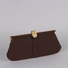 Pochette Vintage Tela Marrone Raso Italia Anni 60 Originale