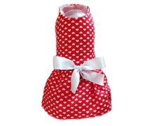 Vestito cane cuori rossi