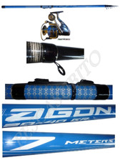 kit canna bolognese agon 7 metri + mulinello teben live da pesca mare lago fiume