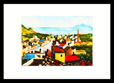 RENATO GUTTUSO -  LITOGRAFIA   CM.  42,5 x 60 TETTI E MONTE PELLEGRINO