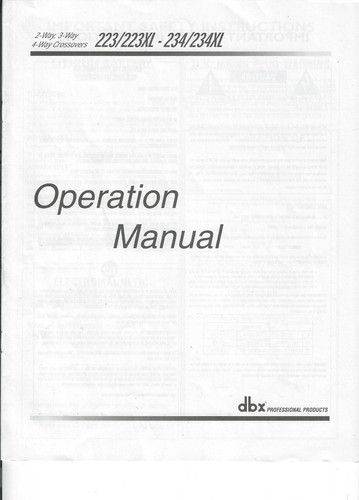 Dbx 223 223xl - dbx, 223/223xl-234/234xl