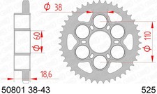 Pignone Acciaio 39 Denti 525 Divisione per Ducati Diavel 1200 Diesel ABS 2017-2018