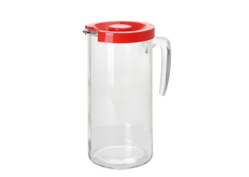 Caraffa vetro tappo rosso - vetro,