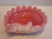 F.lli Toso Murano - Ciotola conchiglia vintage vetro lattimo opalino rosa