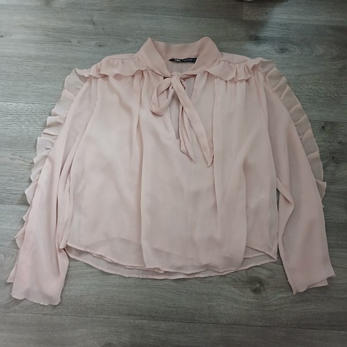 Blusa zara rosa con volant - rosa,