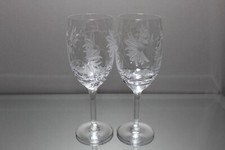 Two (2) ROYAL BRIERLEY Crystal CORNFLOWER Water Wine GLASSES Goblets 7 3/4" MINT