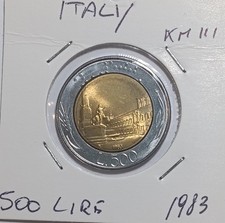 Italia 500 lire, 1983 - KM 111