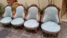 Poltrocine antiquariato rivestite in raso 4 pezzi
