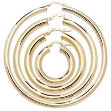 Oro giallo 9 ct/carati donna - coppia creoli - 10, 15, 20, 25, 30, 40, 50, 60 mm