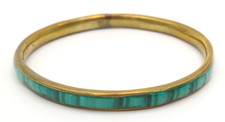 MALACHITE BRACCIALE RIGIDO IN STILE ETNICO - OTTONE E PIETRA