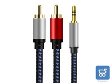 Adattatore JACK 3,5mm 2 RCA Maschio Mixer TV Laptop Smartphone Nylon 6 METRI
