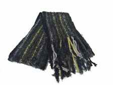 Nuova sciarpa nera a righe beige donna tipo lana e pelo rigato  filo lurex oro