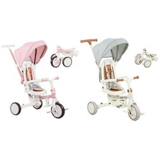 AIYAPLAY Triciclo Bambini 5 in 1 con Maniglione di Spinta e Copertura