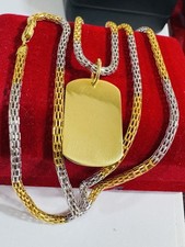 Collana in oro vero fine 22 carati 916 lunga 21,5”/22” set rettangolare 15,2 g 3, mm