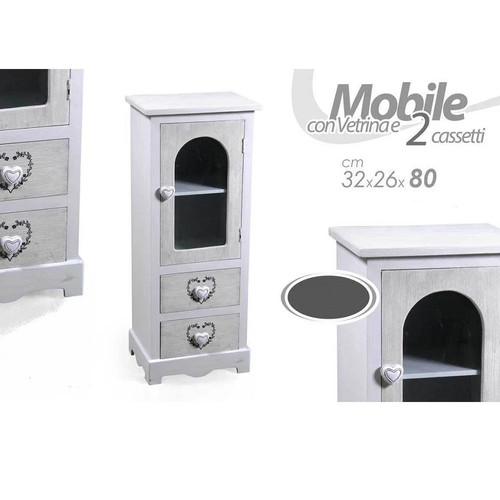 Mobile con vetrina cuore anta - con,