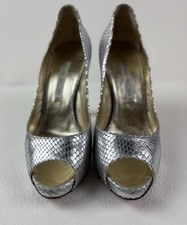 Scarpe décolleté open toe argento trama pitone Luciano Padovan - Made In Italy