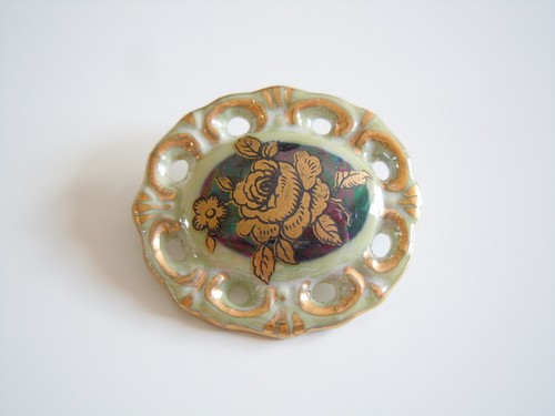 Vintage porcellana spilla - vintage,