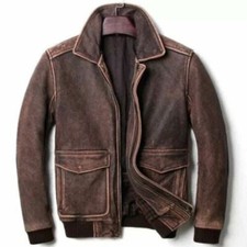 Giacca pelle marrone uomo