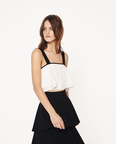 Top donna zara bianco nero - top,